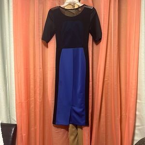 blue and black sheer dress
